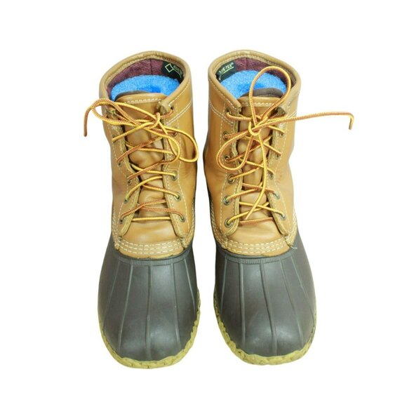 LL Bean Brown Leather 8" Lace Up Goretex Insulated Ankle Duck Boots Size 8 M - Picture 5 of 12